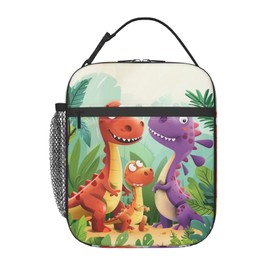 cromcu Insulated Lunch Box for Adults Kids Dinosaur Lunch Bag for Work,Picnic,School,Travel,Hiking, Beach or Fishing Polyester Cute Cartoon Dinosaur Lunch Box