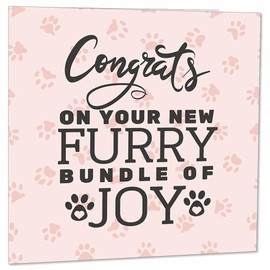 New Pet Card - Congrats New Fur Baby Card New puppy Dog Cat kitten 145 x 145mm