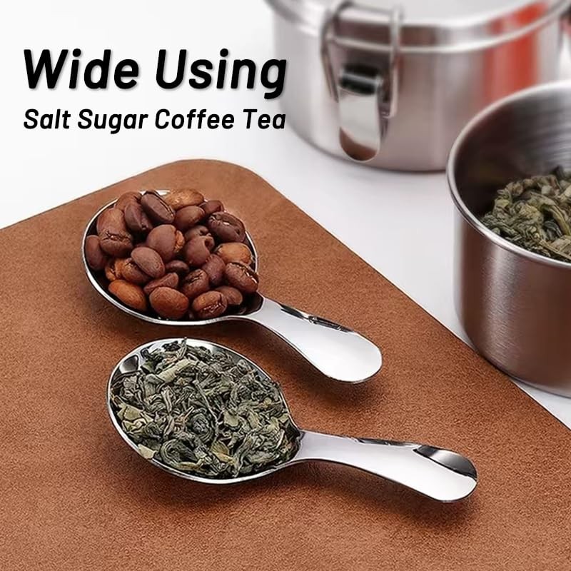5 Pack Short Handle Scoops - Silver Mini Scoops for