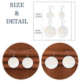 MicLee Fashion Women Girls White Shell Earrings 925 Sterling Silver Round Earrings 2.8 cm / 4.5 cm Creative Fish Hook Earrings, Sterling Silver Sterling silver Shell, No Gemstone