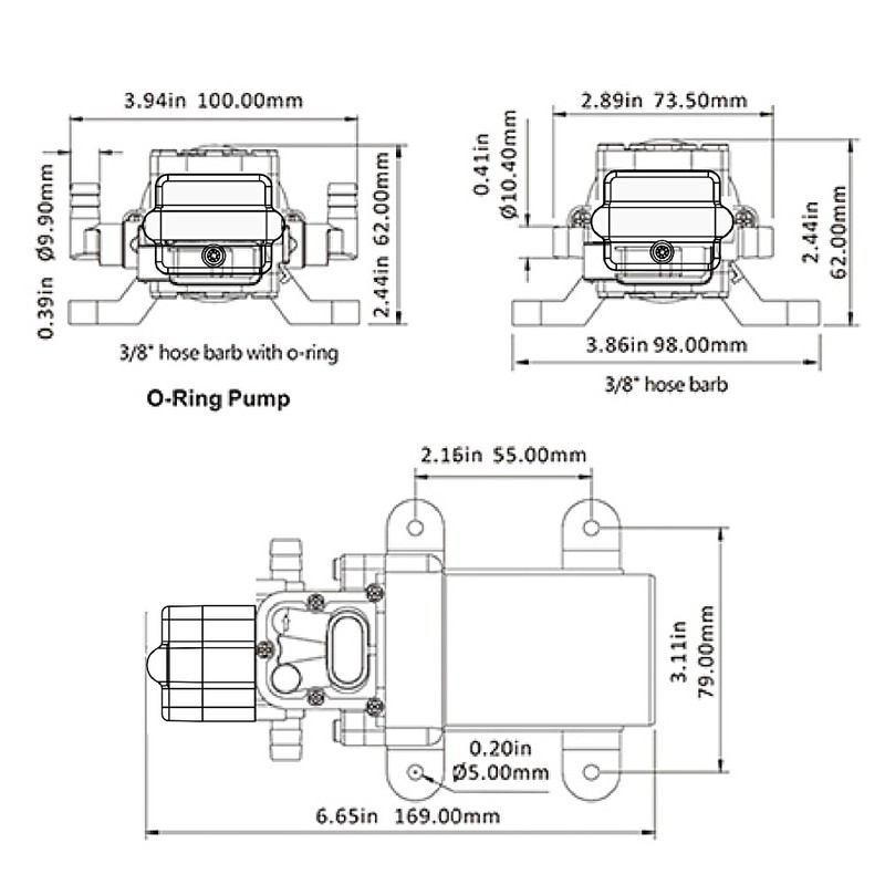 12V DC 1.2GPM 35PSI Diaphragm Pump High Pressure Self Priming