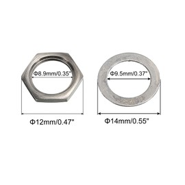 sourcing map Guitar Nuts and Washers 3/8" Guitar Input Output Jack Socket Nuts Grey Black for Guitar Bass 5 Set