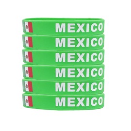 QRH Mexico Flag Silicone Bracelets Set Mexican Immigrants Rubber Bracelets Immigration Protest Sign Bangles Support Immigrants Bracelet Jewelry
