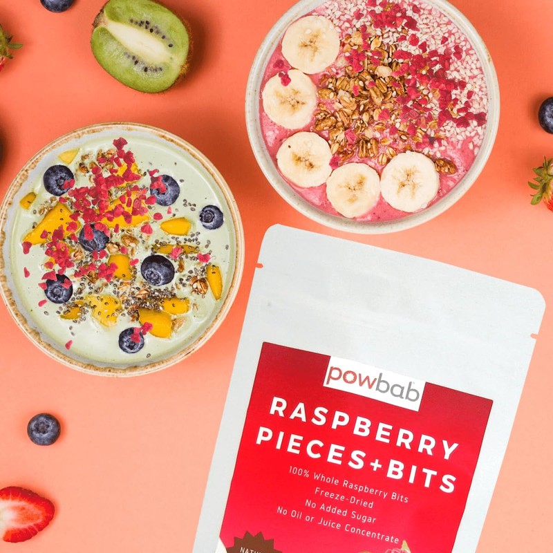 powbab Raspberry Pieces + Bits. Freeze Dried Raspberries for Baking