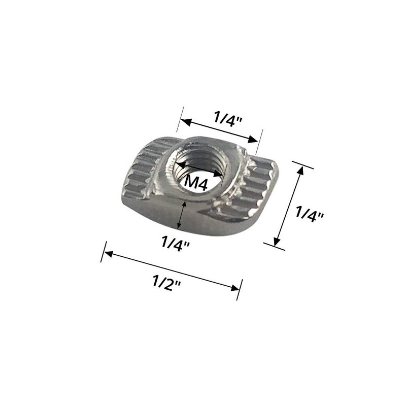 QWORK® 100 Pack M4 T-nut, Nickel-Plated Carbon Steel T Slot