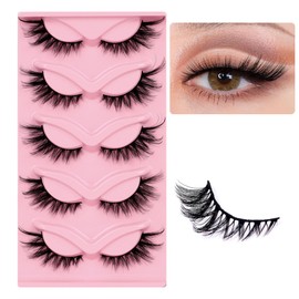TORMEN Fox False Eyelashes, 5 Pairs Faux Mink Eyelashes with Natural Curl in Fox Style, 3D Handmade False Eyelashes Set, Professional Voluminous Thick Strip Eyelashes (Fox Style F)