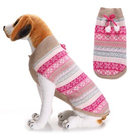 Dog Sweater Pink Pet Costume Cute Cat Outfits Christmas Clothes Coat for Small Kitten Puppy, XS