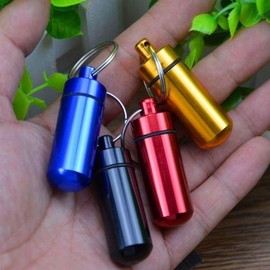 Waterproof Aluminum Pill Box Keychain Holder Green SE00511 100ea