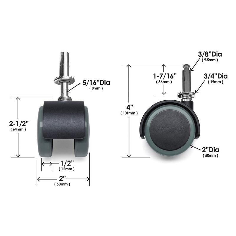 Slipstick CB681 2 Inch Floor Protector Rubber Caster Wheels (Set