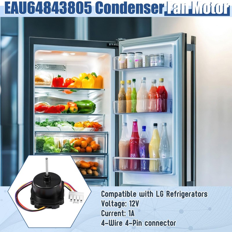 Threlaco EAU64843805 Condenser Fan Motor Assembly Compatible with LG Refrigerator
