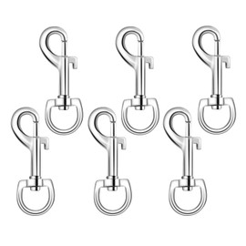 6 Pack Swivel Eye Bolt Snap Hooks for Pet Leash, Scuba Diving, Heavy Duty Clips, Dog Leash, Flag Clips - Single Ended