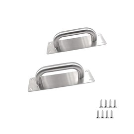 WZDXBQD Stainless Steel Door Plate Handle Heavy Duty Pull Push Gate Door Handle Sliding Barn Door Handle Shed Commercial Fire Door Handle,2 Pack,7.9" x 2.6" (Rectangle)