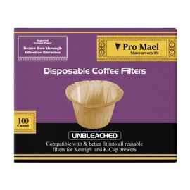 Pro Mael Disposable K Cup Filters, Coffee Filter Paper for Keurig Brewers Single Serve 1.0 and 2.0, Use with Reusable K Cup Pods, Natural Unbleached (100-Count)