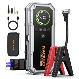 Portable Car Jump Starter with Air Compressor 6000A 150PSI, NACKEO Car Battery Jump Starter (All Gas/10L Diesel),12V Jump Box Car Battery Jumper Starter Portable with Large LCD Display, 500lm Lights