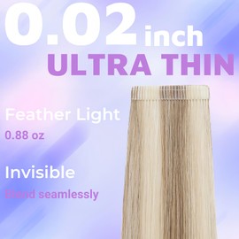 Tape in Hair Extensions Human Hair (Balayage Caramel Blonde to Bleach Blonde, 18 inch)