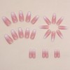 IKISKT Shimmer Bling Coffin Press on Nails, Ombre Pink Fake