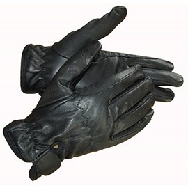 Ryda Ladies Real Leather Horse Riding Gloves White Black Brown Tan (Black, Small)