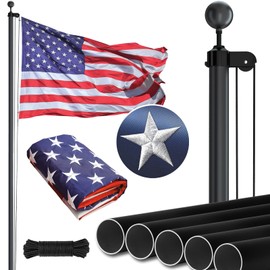 NELXINJO Heavy Duty 25FT Flag Pole with Embroidered Stars 3x5 American Flag-13 Gauge Extra Thick Aluminum Flagpole kit for House Yard Commercial Residential