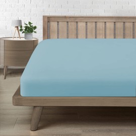 Double Fitted Sheet 135, Bed Sheet In Premium Microfibra Oeko-TEX® Certified, Bedding Fitted Bedsheets Comfortable Soft Breathable Celeste135x200 H30 cm