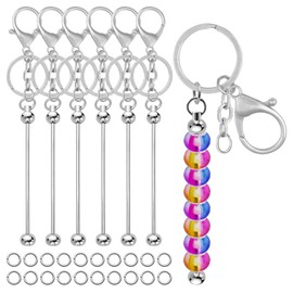 8Pcs Beadable Keychains Bars,Blanks Bead Keychain DIY Keychains Bars with 50pcs Open Jump Ring for Keychain Making Supplies Jewelry Making Gift