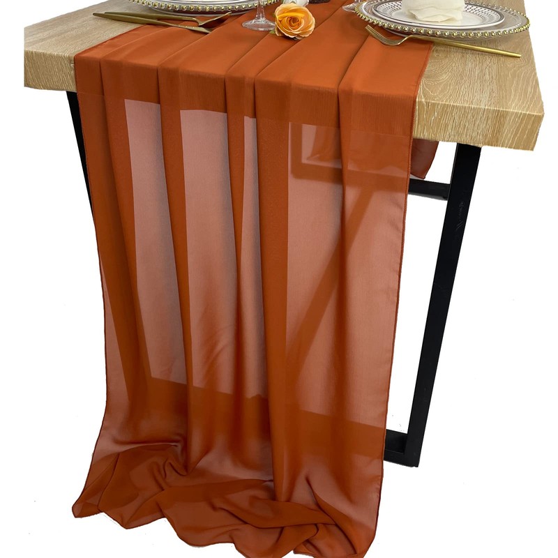 EH Linen 10ft Chiffon Table Runners 29x 120 inches Romantic