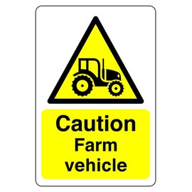 Safety First Display LTD Caution farm vehicle sign - 1.2mm Rigid plastic for indoor/outdoor usage (300mm x 200mm) Viewing Distance within 7m.