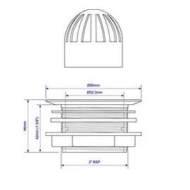 McAlpine 2" Grey Domed Urinal Waste GWU20