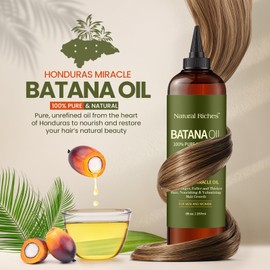 Natural Riches Unrefined Organic Batana Oil, 8 fl oz, 100% Pure & Natural, Cold pressed Honduras Miracle Oil for Hair Growth.
