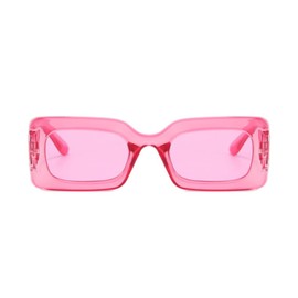 ENTHYI Rectangle Sunglasses for Women Retro 90s Sunglasses Small Narrow Square Frame UV400 Protection (rose red2)