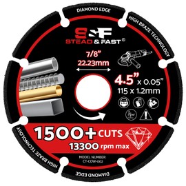 S&F STEAD & FAST Diamond Cutting Wheel 4 1/2 Inch with 7/8'' Arbor, 4.5 Cut Off Wheel for Metal, Rebar, Bolt, Alloy, Copper, Steel, Cast Iron