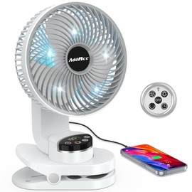 8 inch Desk Fan, 20000mAh Rechargeable Clip On Fan with Atmosphere Light, Battery Operated, 112 Hours Work, 9 Speed Ultra Quiet, Auto Oscillation Table Fan for Travel Camping Bedroom Office Home