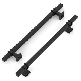ROMATEE 10 Pack 7.5 Inch(192mm) Cabinet Pull Matte Black Kitchen Cabinets Handles Matte Black Drawer pulls for Cupboard Square Black Handles for Cabinets