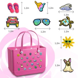 23 abalorios para bolsa de Bogg, decoración para mujer, compatible con bolsa de playa de goma para mujer, bolso de mano