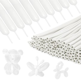 Lumjoy 200Pcs 260Q White Long Balloons Thickening Skinny Latex Twisting Animals Modeling Magic Balloons for Weddings Birthdays Clowns Christmas Party Garland Decorations