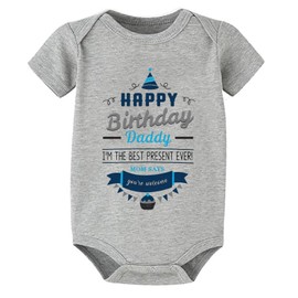 WOOYONGING Happy Birthday Daddy Bodysuit Baby Girl Short Sleeve Neutral Girl Baby Clothes Grey Newborn Baby Boy Clothes 0-3 Months