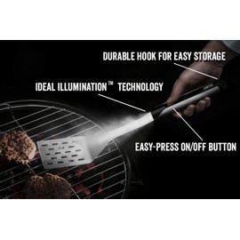 GRILLIGHT 2-Piece Stainless Steel LED Spatula & Tong BBQ Grilling Set | Restaurant Grade Tools with Built-In LED Flashlight Handle | Waterproof & Dishwasher Safe | Super Bright to Grill in the Dark