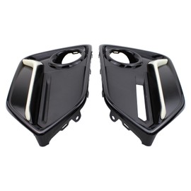 DriveFix Glossy Black w/White Strip Front Bumper Grill Fog Light Cover Bezel Frame Trim for Honda Civic FK4 FK7 Hatchback 2017-2021 Left Driver and Right Passenger Side Without Radar Hole