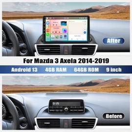 8 Core Car Radio Stereo for Mazda 3 Axela 2014-2019,4G+64G Android 13 Wireless Carplay Android Auto,9 Inch Touchscreen Car Radio with GPS WiFi Bluetooth FM/RDS SWC Dual USB/AUX-in Backup Camera