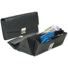 Rimbaldi Original KELLNERBÖRSE TAXIBÖRSE 3-Way Ladder Lock Soft Cowhide Nappa Leather Black, black, coin purse