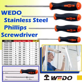WEDO Phillips Screwdriver, PH0 Head, 2" Length, Stainless Steel Mini Screwdriver with Anti-corrosion, Rust Proof, Ergonomic Soft Grip TPR Handle