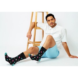 6 Pairs Men’s Bamboo Non-Elastic Antibacterial Soft Socks - Comfort Moisture-Wicking Wellness Skin-Friendly for Everyday Wear Bright and Colourful (UK, Numeric, 6, 11, Regular, Regular, DESIGN 6)