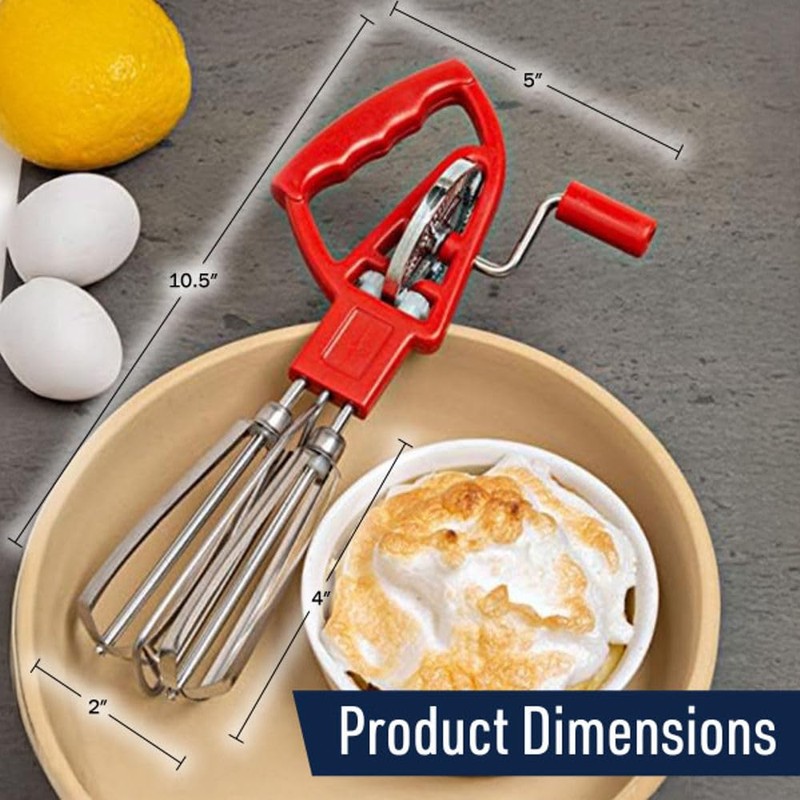 Rotary Egg Beater Manual Hand Crank Mixer - Stainless Steel