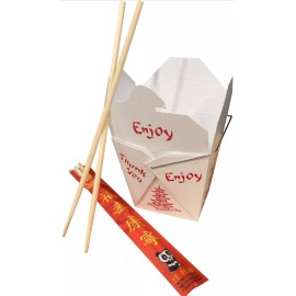 Wholesale Move Out [25] 16 Oz Chinese Take Out Boxes & [25] Disposable Bamboo Chopsticks Value Set