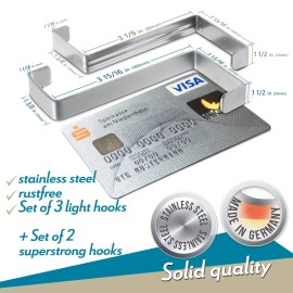 4Smile Over The Door Hooks, 3 + 2 Pack - 2-Sided Stainless Steel Coat