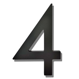 Ywonoby 5 Inch House Numbers for Outside-Large Modern 3D Floating Door Numbers-Weatherproof and Easy to Install-Matte Black Acrylic Number (4)