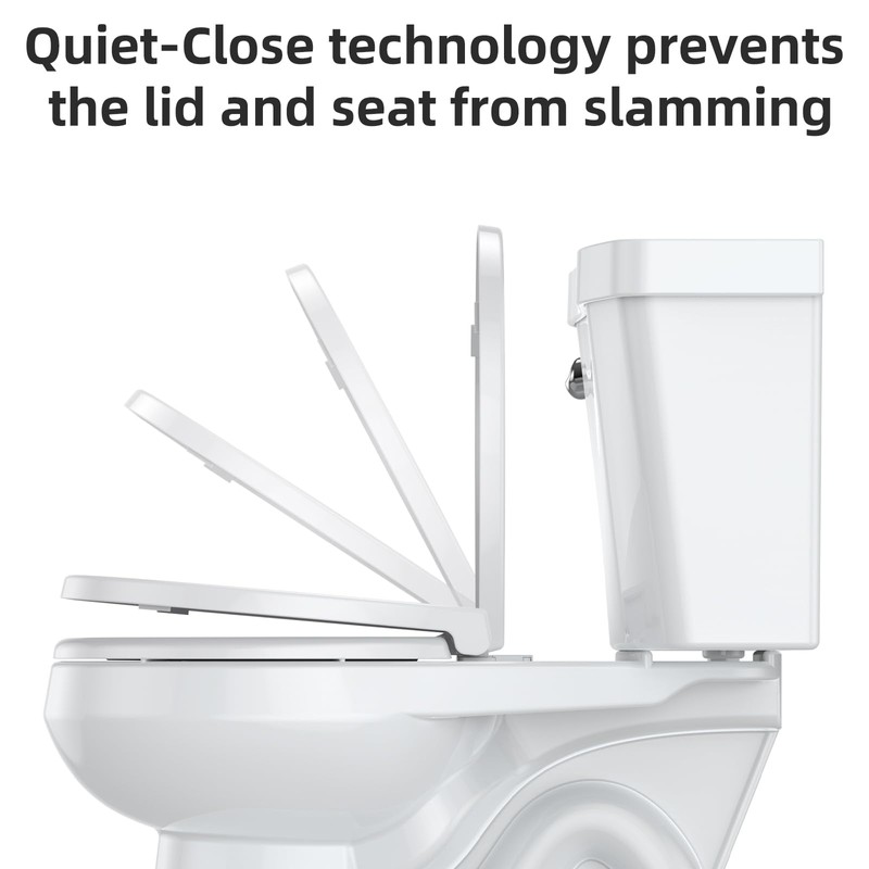 Toilet Seat,17 Inch Round Toilet Seat with Quiet-Close, Full-Flat Quick-Release