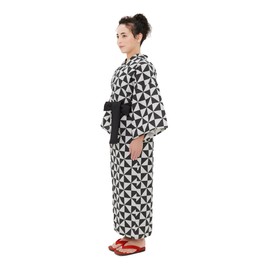 Koremono Womens Uroko Yukata, Lightweight Summer Robe, 100% Cotton, Made in Japan (Wide Fit, US, Alpha, Large, Plus, Regular)