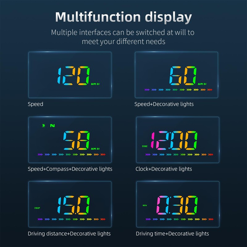 AZIJYV Heads Up Display for Cars, Color GPS Speedometer M23,