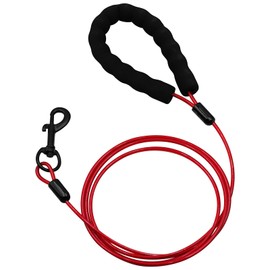 Dog Leash with Hooks Stainless Steel, Water Chew Proof for Medium and Small Dogs 6FT Wire Alloys Camping with Soft Handle(Red 6FT)