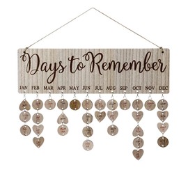 Joy-Leo Gifts for Moms Dads - Wooden Birthdays Reminder Calendar Plaque for Family Friends [100 Wood Tags with Holes, Days to Remember Pattern], Laser Engraved, Home Decorative Birthday Tracker Board Wall Hanging